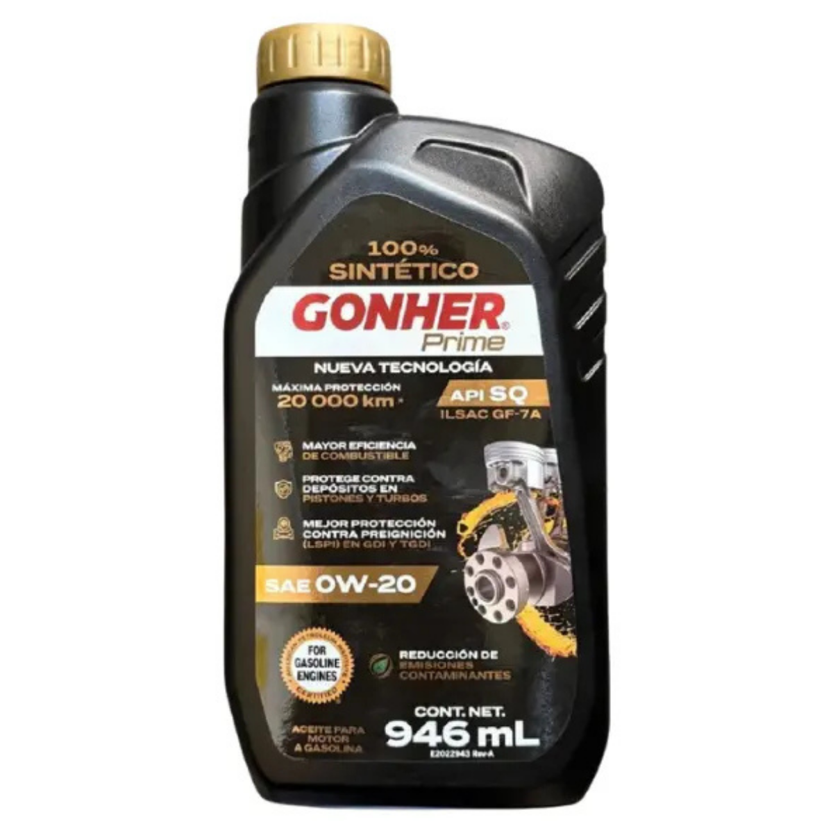 GH-1034984 - ACEITE GONHER SINTETICO 0W-20 API SQ CAJA CON 12 PIEZAS DE 946ML