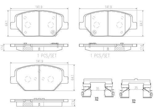 BRE-P07007N - BALATAS - BUICK ENVISION 2020-2016 - CHEVROLET CAMARO 2020-2016 - EQUINOX 2019-2018 - GMC TERRAIN 2020-2018 - BALATA DELANTERO