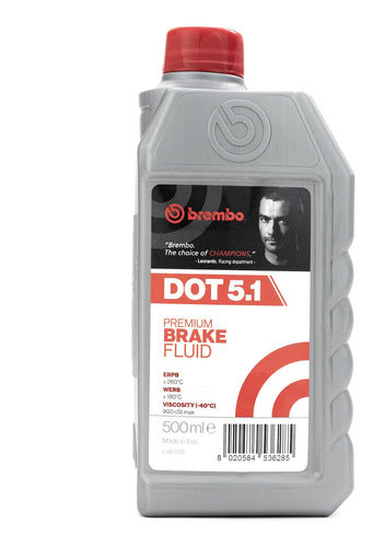BRE-L05005 - LIQUIDO - CAJA 24 PIEZAS (500ML) - TIPO DOT 5.1 - LIQUIDO DE FRENOS  - PUNTO DE EBULLICION SECO ? 260°C. - PUNTO DE EBULLICION EN HUMEDO ? 180°C. - VISCOSIDAD 900 cSt MAX. BASE GLYCOL