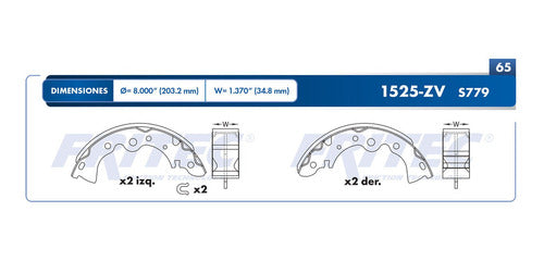 OW-1525-ZV - ZAPATA DE FRENOS ESTANDAR VULCANIZADO DIAMETRO 203 MM 8.000 IN NISSAN SENTRA 2002-2006