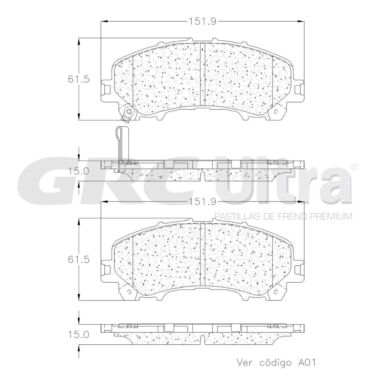 GCD1736 - BALATAS CERAMICAS DELANTERAS PARA INFINITI Q50 BASE 2014-2017