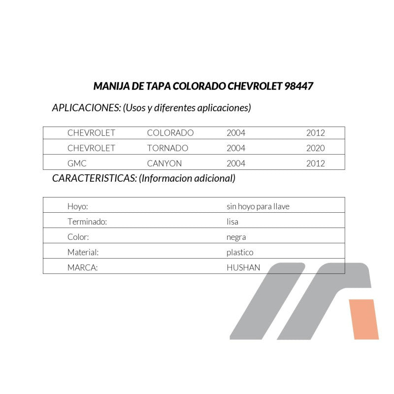MANJ-98447 - MANIJA DE TAPA PARA CHEVROLET COLORADO 2004-2012