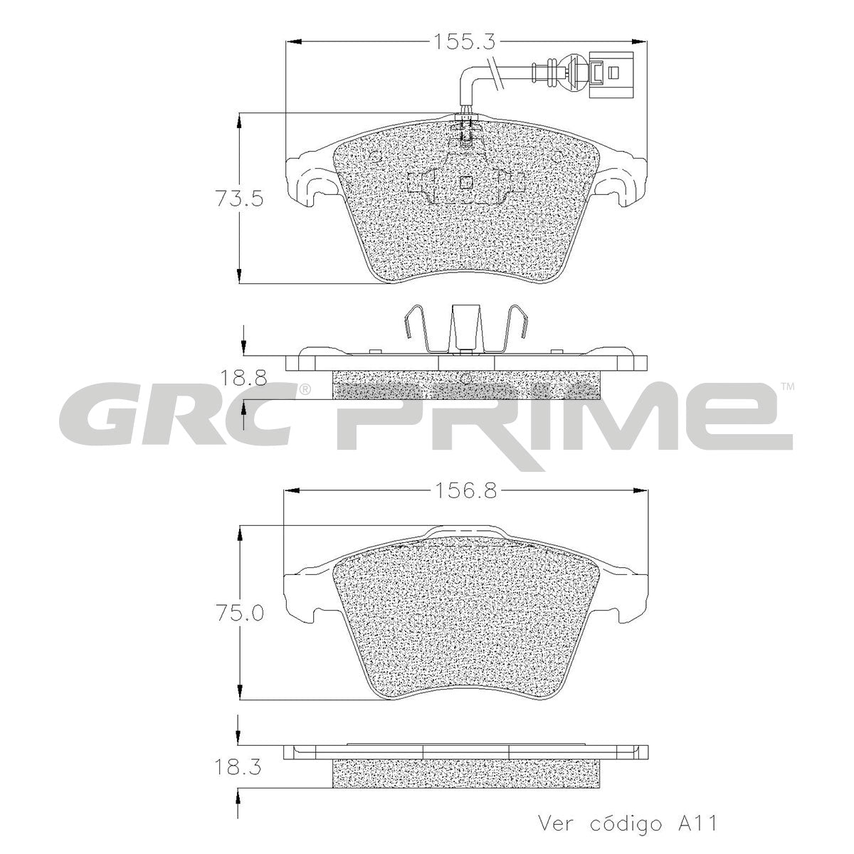 GPRD1174 - BALATAS SEMIMETALICAS DELANTERAS PARA VOLKSWAGEN EUROVAN 2006-2009