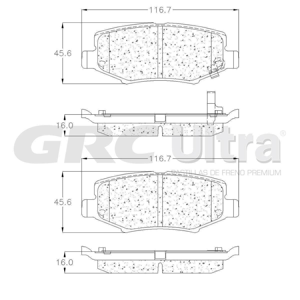 GMD1274 - BALATAS SEMIMETALICAS TRASERAS PARA DODGE NITRO 3.7L 2007-2008