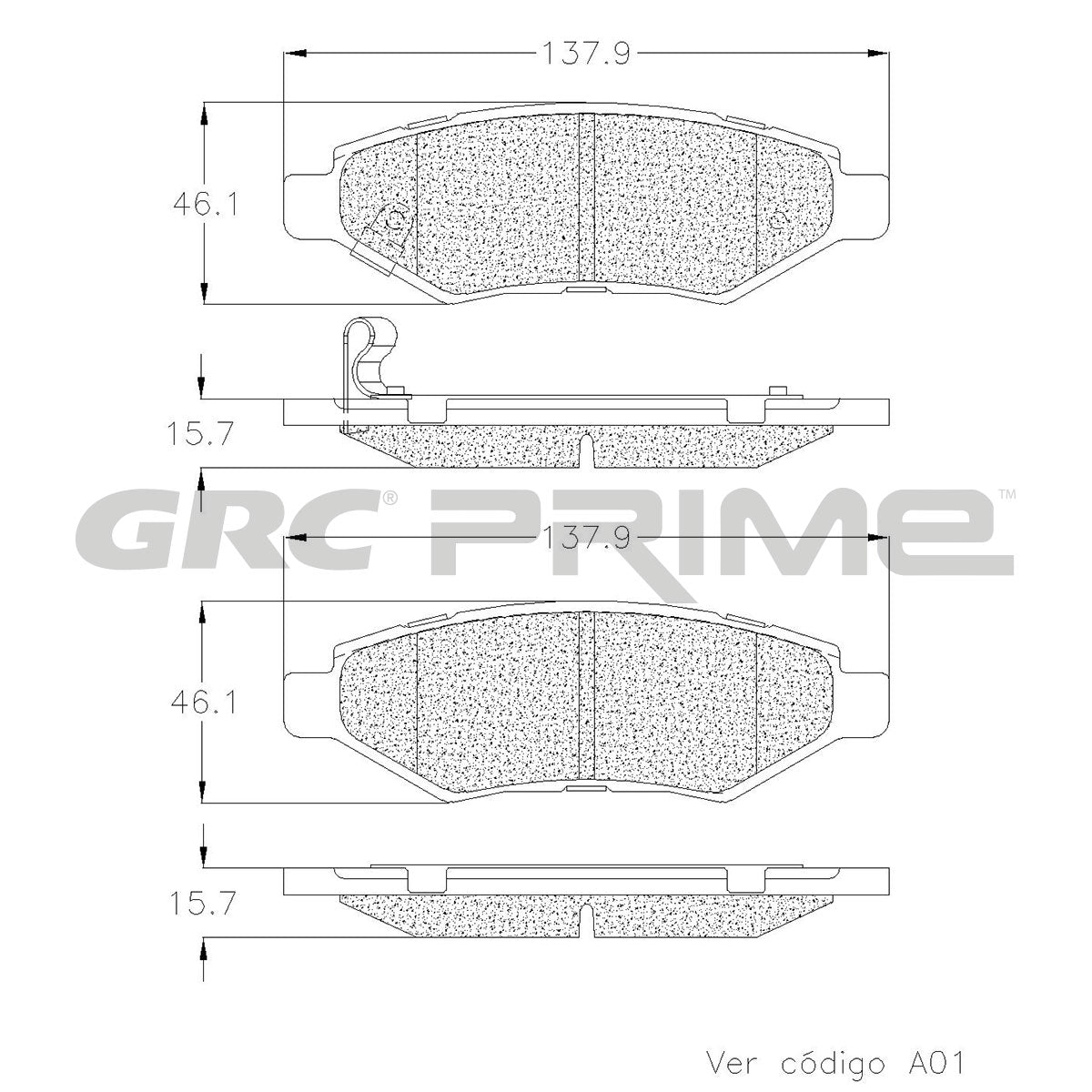 GPRD1337 - BALATAS CERAMICAS TRASERAS PARA CADILLAC CTS 3.0L 2012-2012