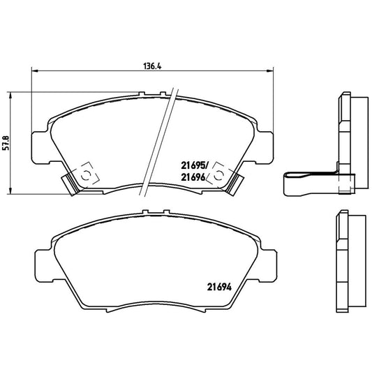BRE-P28023 - BALATAS DELANTERAS PARA HONDA CIVIC BASE 2011-2013