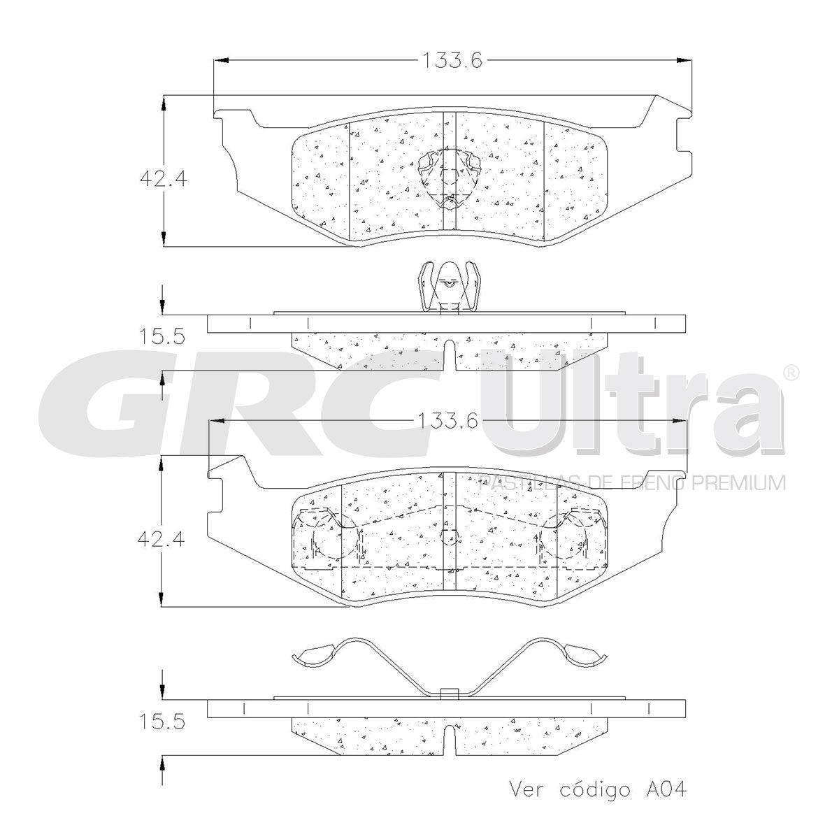 GMD512 - BALATAS SEMIMETALICAS TRASERAS PARA CHRYSLER CONCORDE BASE 3.3L 1993-1994