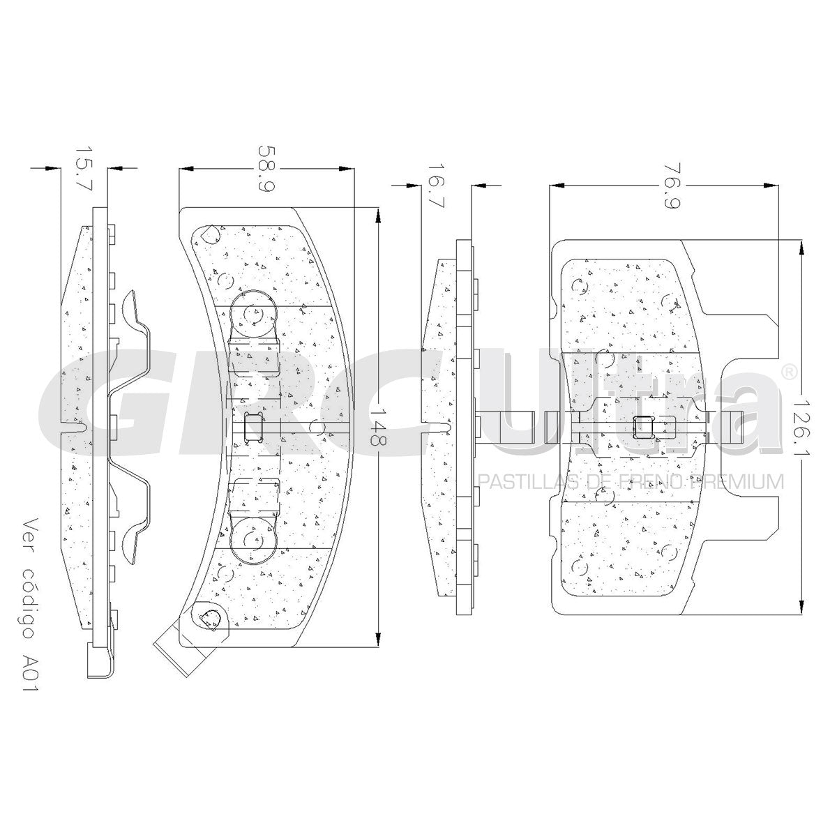 GMD369 - BALATAS SEMIMETALICAS DELANTERAS PARA CADILLAC 60 SPECIAL 1993-1993