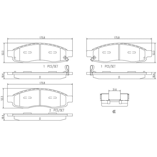 BRE-P56078N - BALATAS DELANTERAS PARA INFINITI QX56 BASE 2004-2006