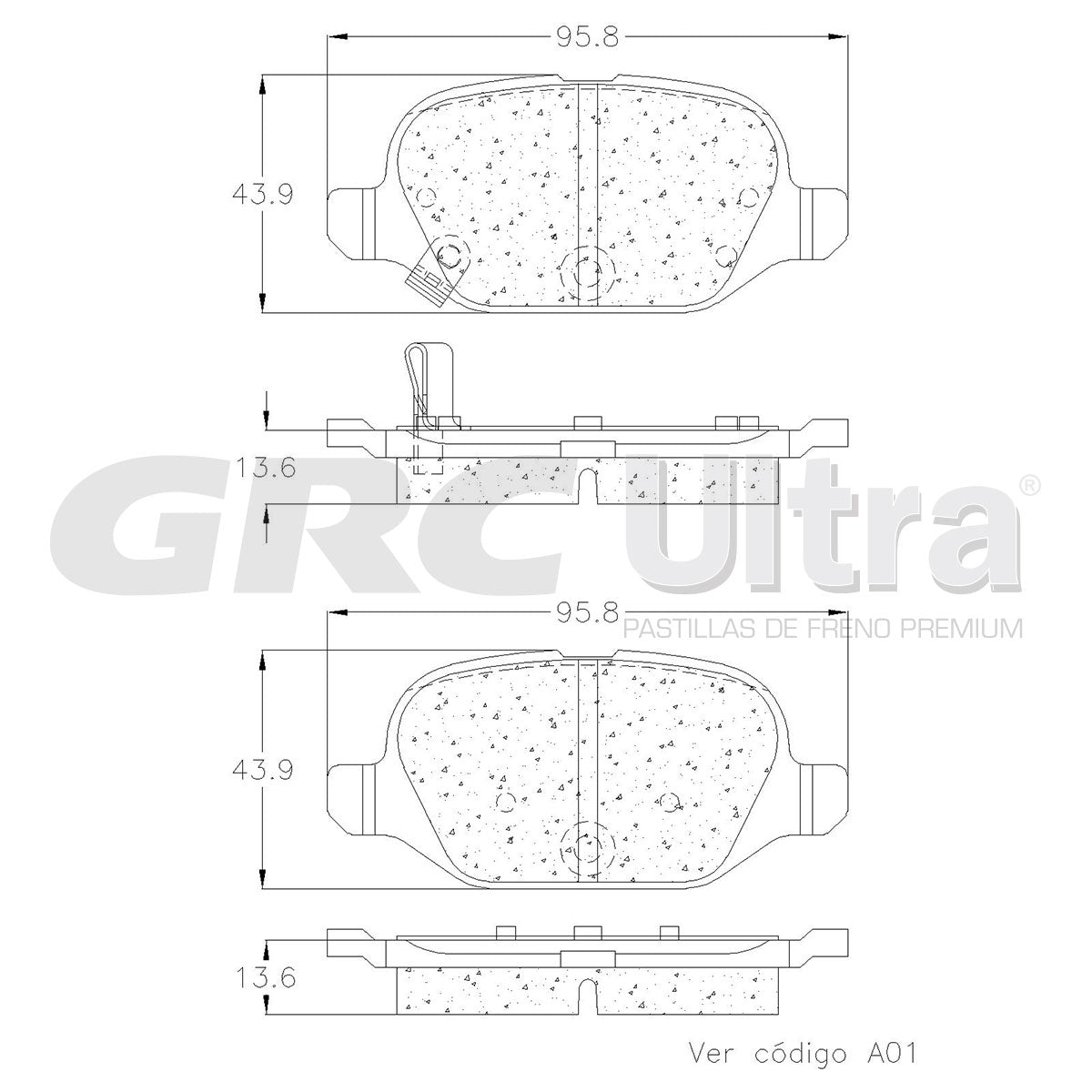 GCD1569 - BALATAS CERAMICAS TRASERAS PARA FIAT 500 ABARTH 2013-2016