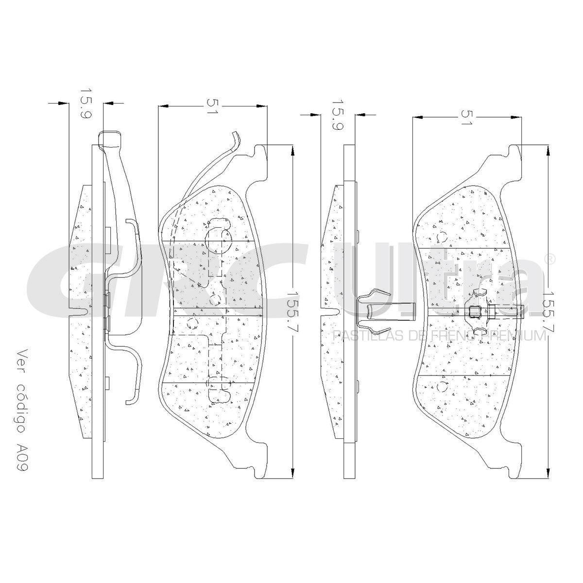 GMD858 - BALATAS SEMIMETALICAS TRASERAS PARA CHRYSLER TOWN & COUNTRY 3.3L 2001-2002