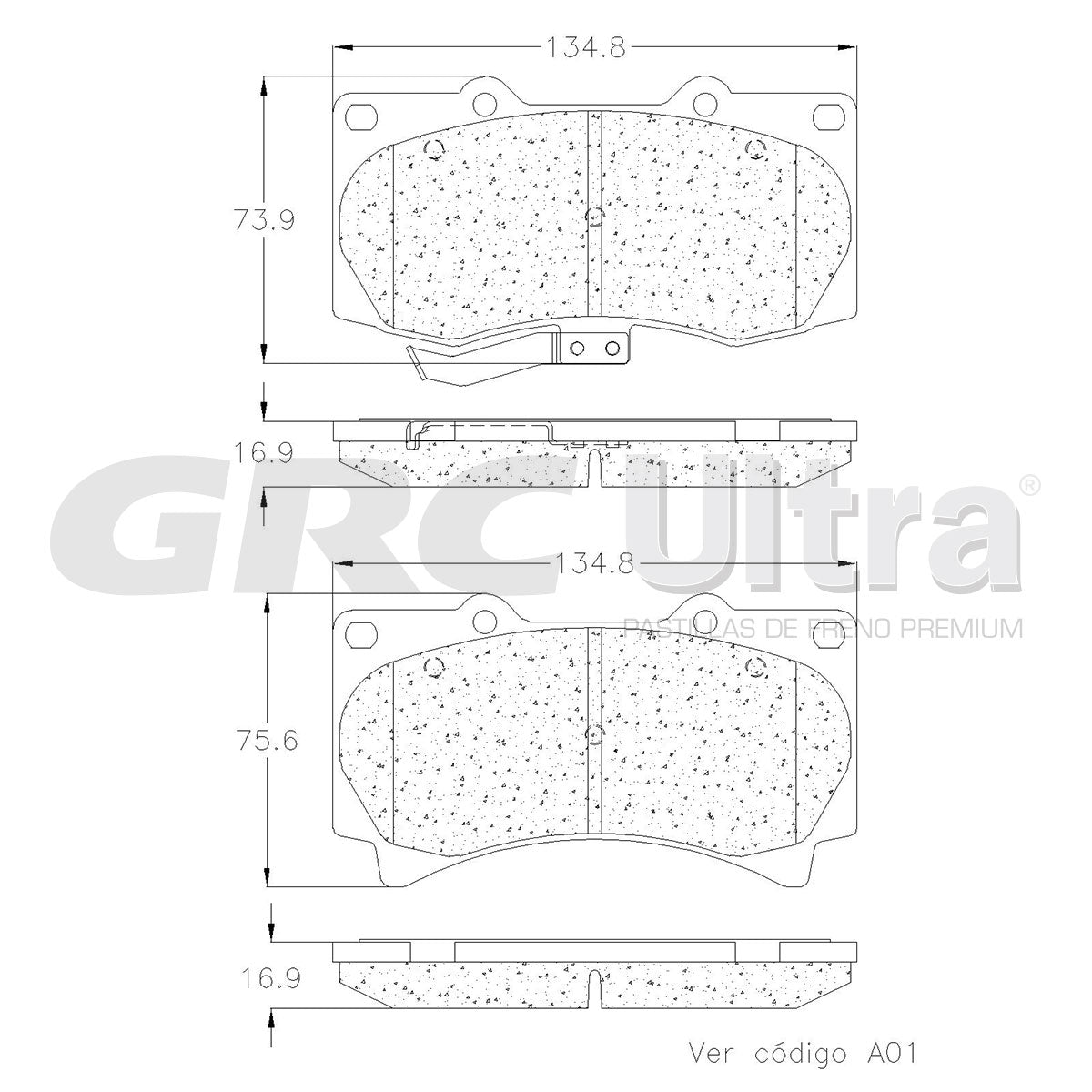 GMD1119 - BALATAS SEMIMETALICAS DELANTERAS PARA HUMMER H3 3.5L 2006-2006