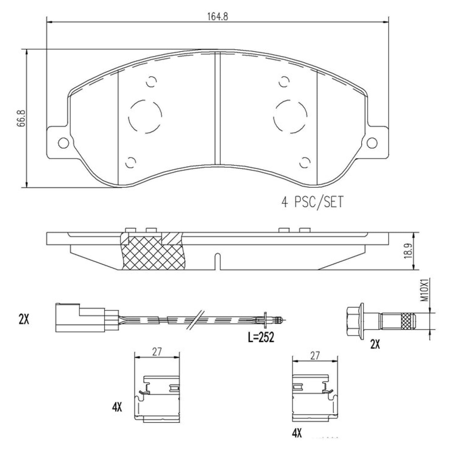BRE-P24064N - BALATAS DELANTERAS PARA FORD TRANSIT BASE 2007-2014