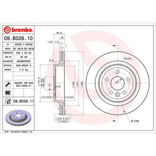 BRE-09.B026.10 - PAR DE DISCOS DE FRENO TRASEROS PARA VOLVO XC60 3.2 2010-2015