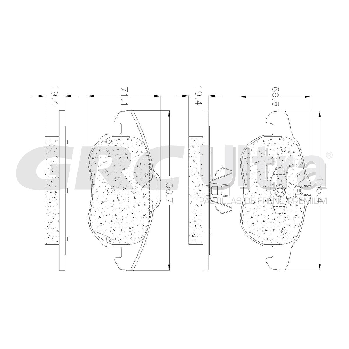 GMD972 - BALATAS SEMIMETALICAS DELANTERAS PARA CADILLAC BLS 2007-2008