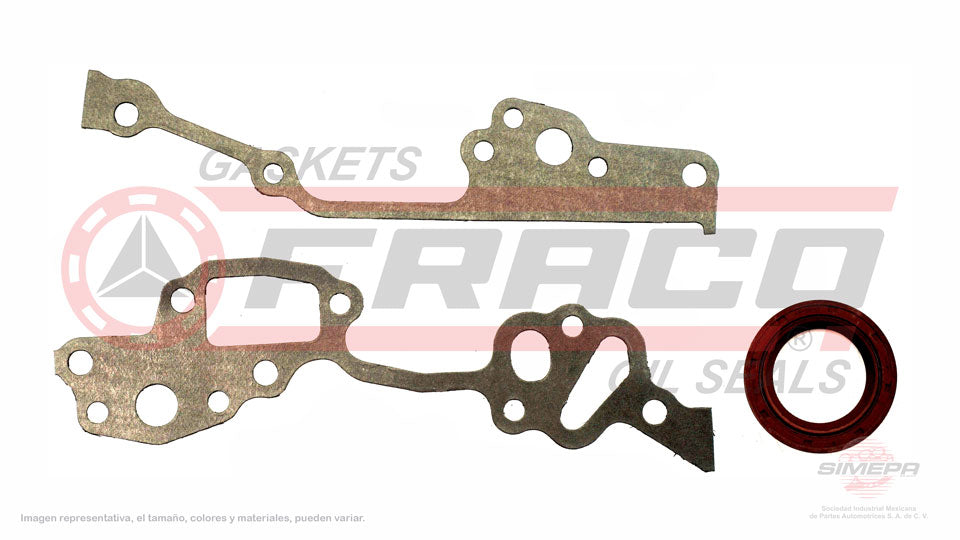 TCX-8040331 - EMPAQUE DE TAPA DE DISTRIBUCION PARA TOYOTA CELICA L4 2.4 L 8 V. SOHC 22R 22RE 22REC 1981-1982