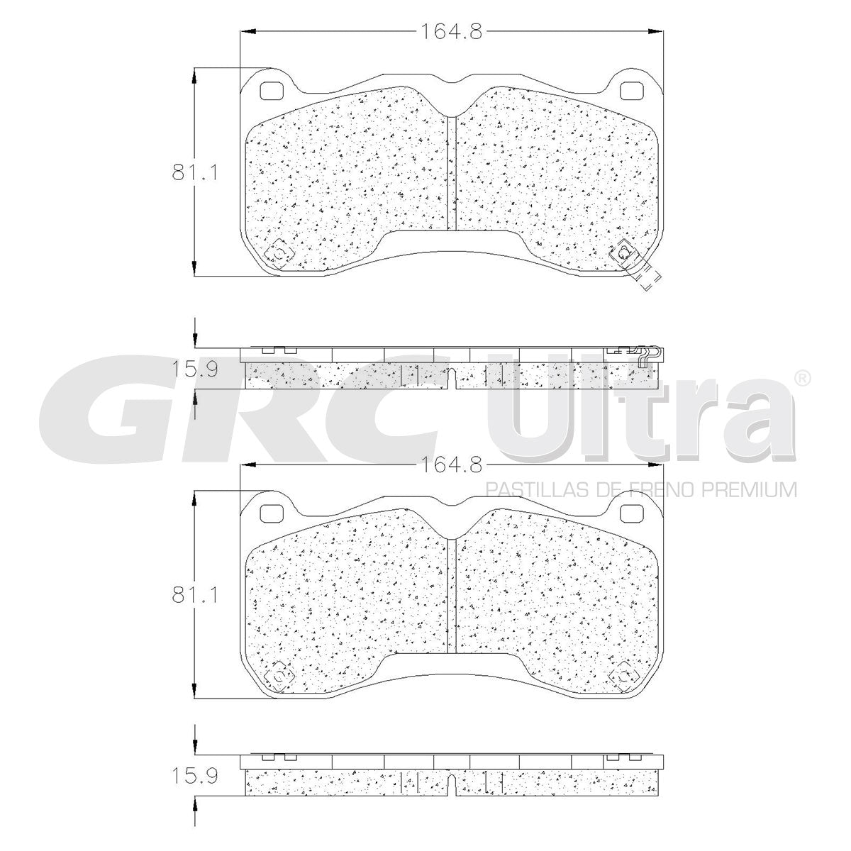 GMD1666 - BALATAS SEMIMETALICAS DELANTERAS PARA FORD MUSTANG SHELBY GT500 2013-2014
