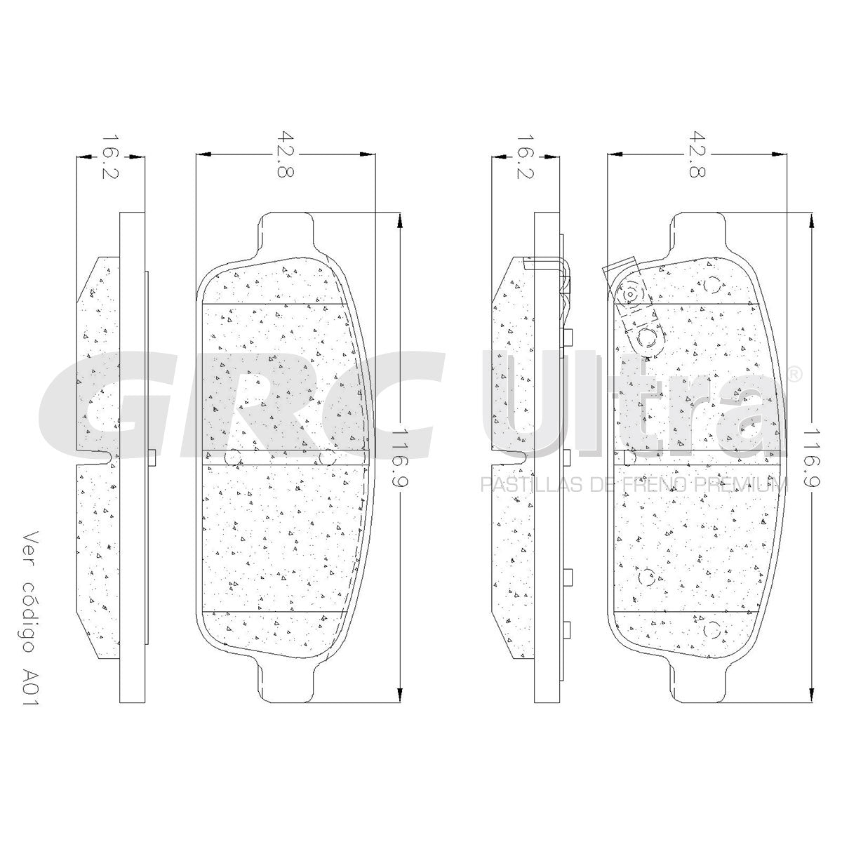 GCD1468 - BALATAS CERAMICAS TRASERAS PARA BUICK CASCADA 2016-2019