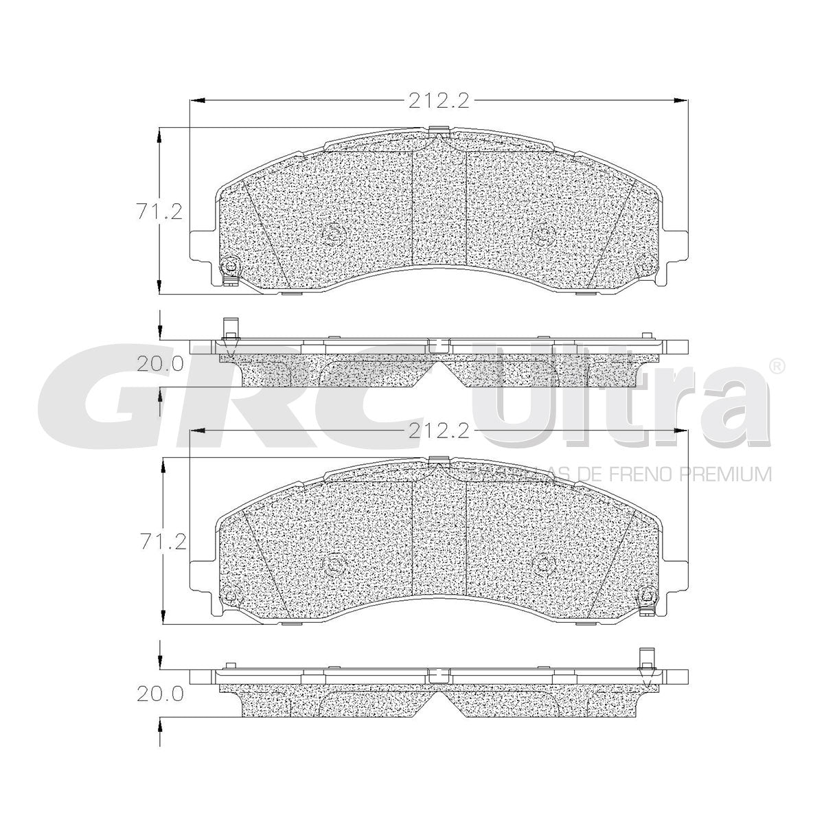 GMD2223 - BALATAS SEMIMETALICAS DELANTERAS PARA RAM 2500 2019-2023