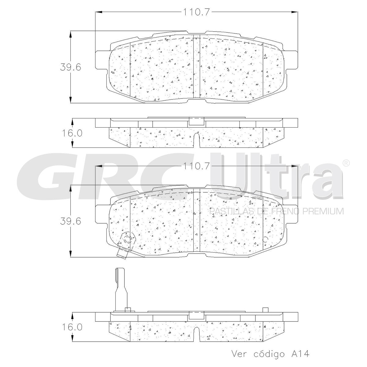 GCD1124 - BALATAS CERAMICAS TRASERAS PARA SCION FR-S 2014-2016