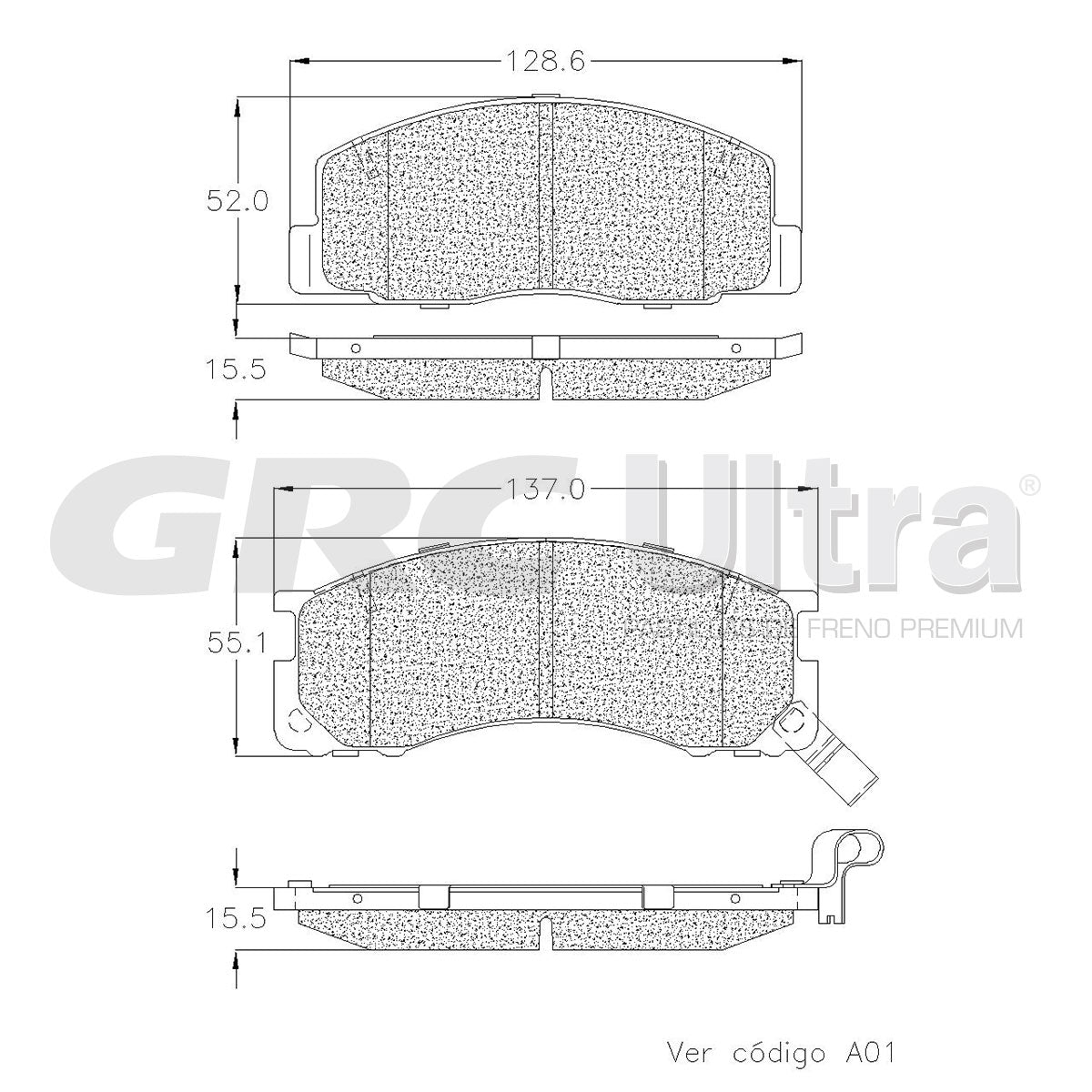 GCD500 - BALATAS CERAMICAS DELANTERAS PARA TOYOTA PREVIA DX 1996-1996
