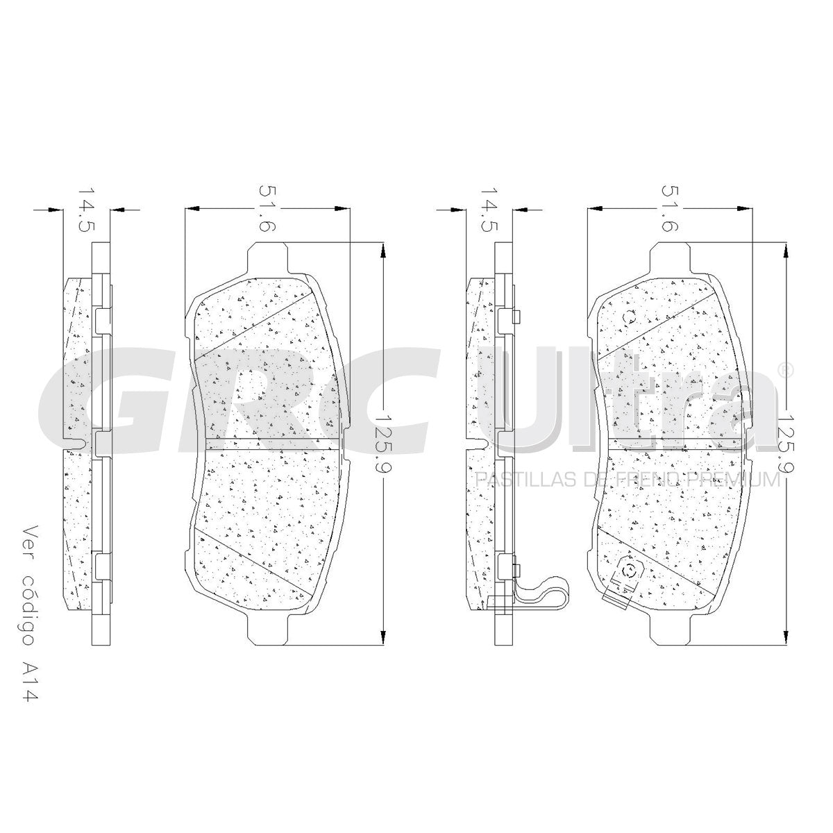 GCD1454A - BALATAS CERAMICAS DELANTERAS PARA MAZDA 2 2011-2014