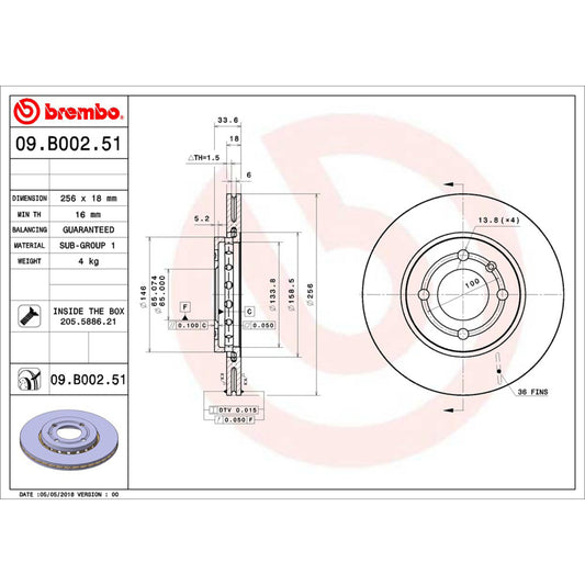 BRE-09.B002.50 - PAR DE DISCOS DE FRENO DELANTEROS PARA VOLKSWAGEN GOL BASE 2009-2011
