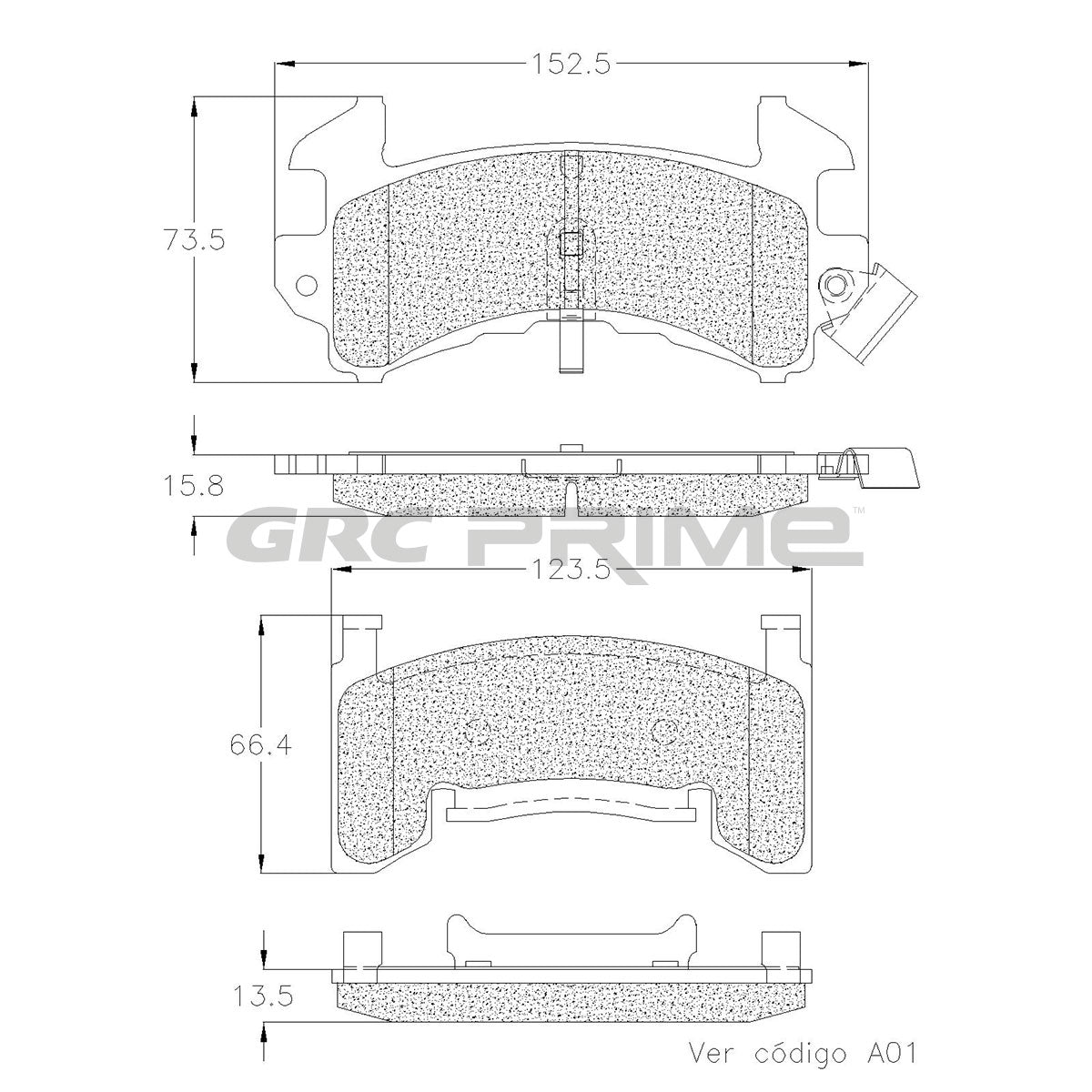 GPRD154SD - BALATAS SEMIMETALICAS DELANTERAS PARA AVANTI II 5.0L 1981-1984