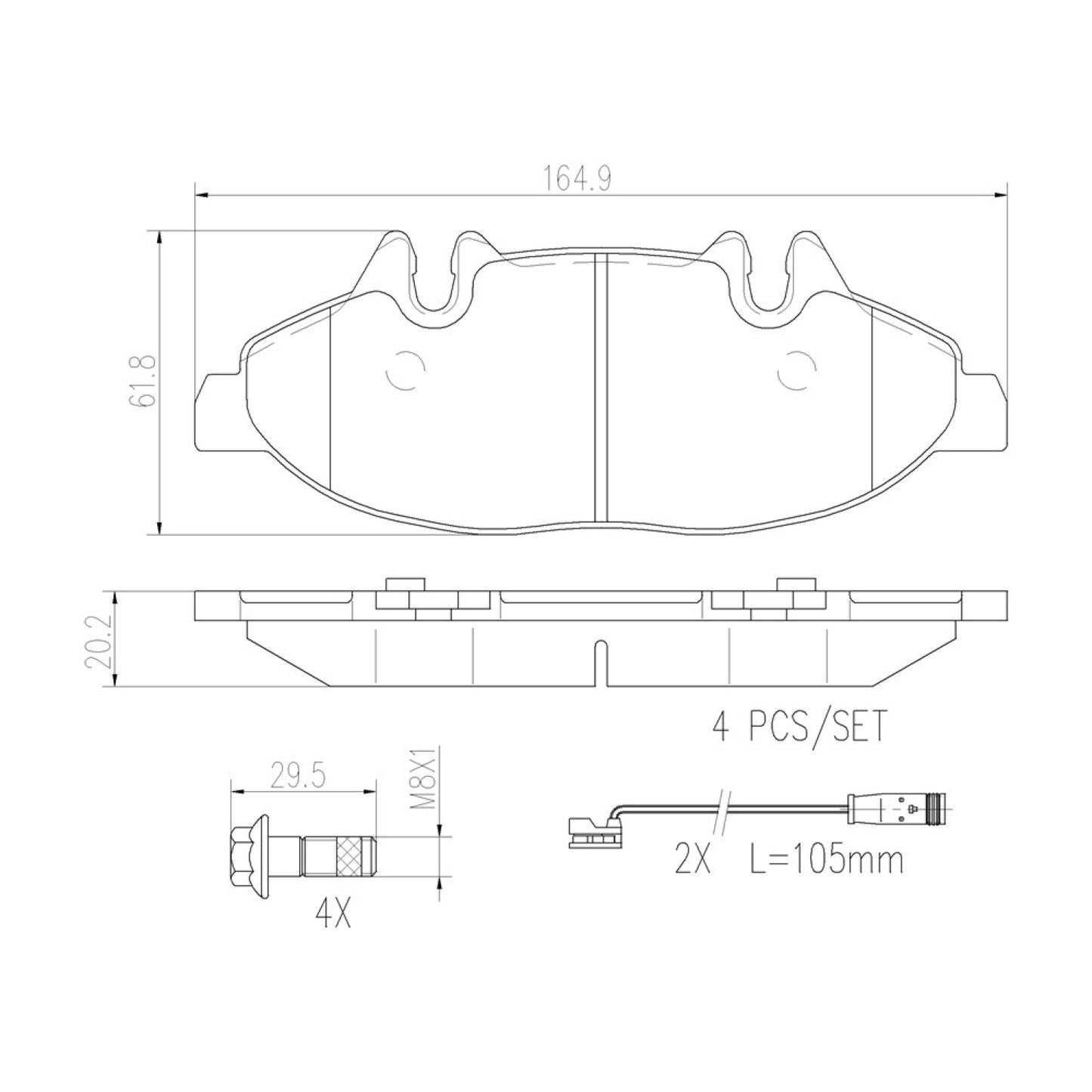 BRE-P50050N - BALATAS DELANTERAS PARA MERCEDES-BENZ VITO BASE 2009-2013