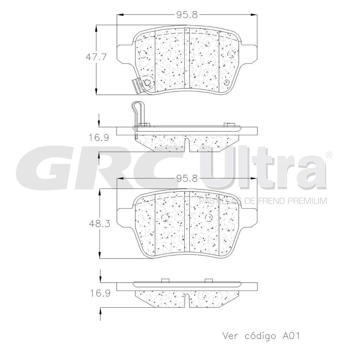GCD1722 - BALATAS CERAMICAS TRASERAS PARA FIAT 500L 2014-2020