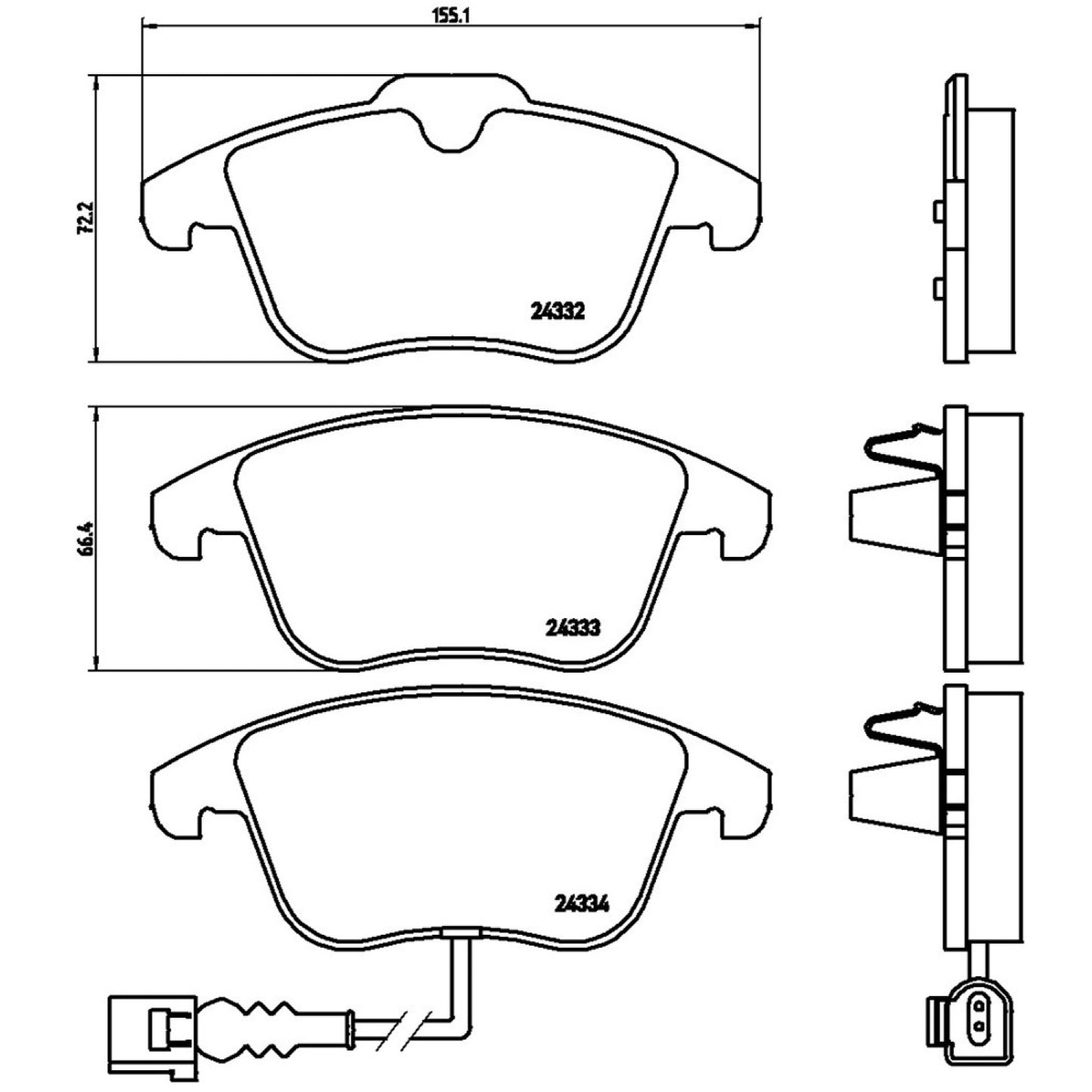 BRE-P85112X - BALATAS DELANTERAS PARA VOLKSWAGEN TIGUAN BASE 2009-2017
