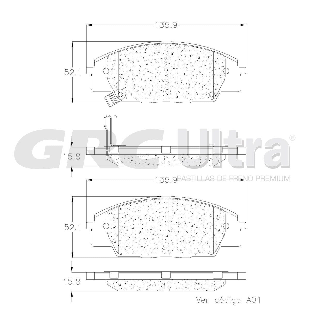 GCD829 - BALATAS CERAMICAS DELANTERAS PARA ACURA CSX TYPE-S 2007-2010