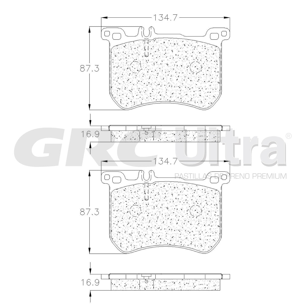 GMD1670 - BALATAS SEMIMETALICAS DELANTERAS PARA MERCEDES-BENZ SL400 2015-2016