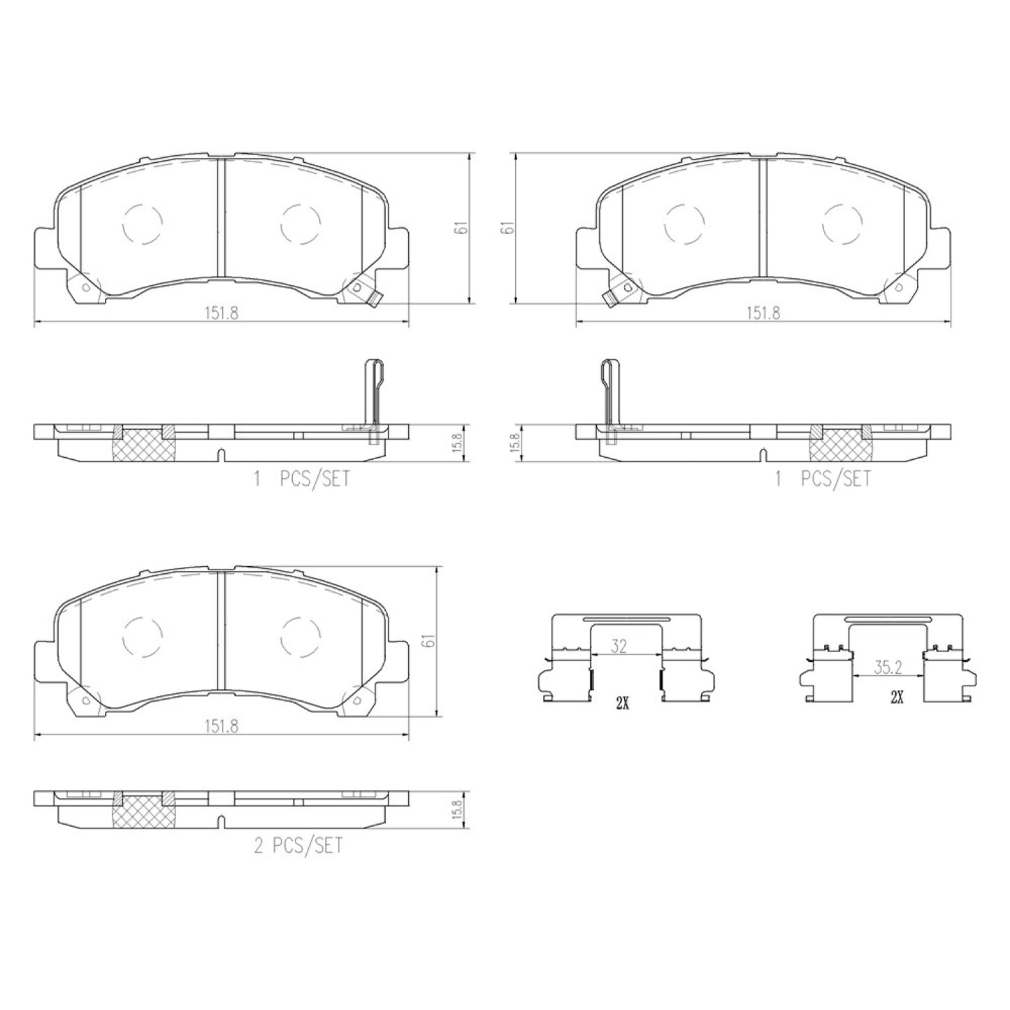 BRE-P34007N - BALATAS DELANTERAS PARA CHEVROLET COLORADO LT 2014-2015