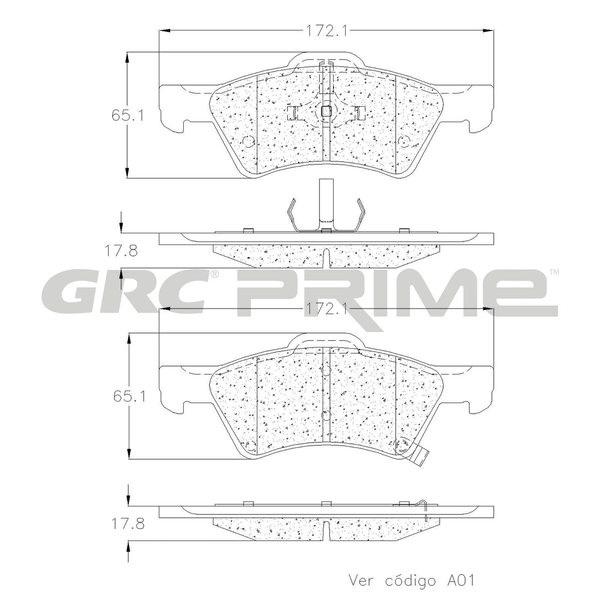 GPRD857 - BALATAS SEMIMETALICAS DELANTERAS PARA CHRYSLER TOWN & COUNTRY 2001-2007
