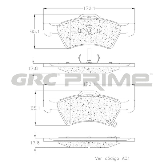 GPRD857 - BALATAS SEMIMETALICAS DELANTERAS PARA CHRYSLER TOWN & COUNTRY 2001-2007
