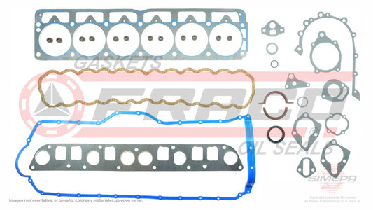 FSX-0260062 GASKET SET (FS-715-1 FS-715-2) 4.0L AMC JEEP CHEROKEE EAGLE SMALL PORT MUL SILICONE CRANKCASE 91/93 SB CHRYSLER