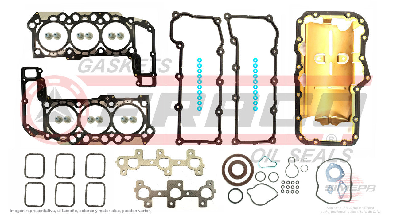 FSX-0262010 GASKET SET (FS-271-ML)(JC-1417) 3.7L 6 CYL DODGE JEEP LIBERTY PICK UP RAM 02/05 02/06 METAL END CAP CHRYSLER