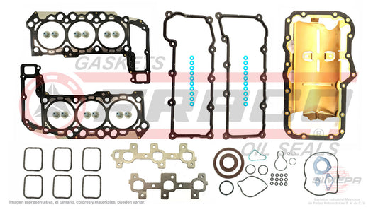 FSX-0262010 GASKET SET (FS-271-ML)(JC-1417) 3.7L 6 CYL DODGE JEEP LIBERTY PICK UP RAM 02/05 02/06 METAL END CAP CHRYSLER