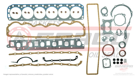 FSX-2660050 GASKET SET (FS-325)(JC-1512-R) 3.9L 4.9L 240 300 AMERICAN ECONOLINE VAN FI 65/97 CARBURETTED 65/84 HEADS FORD