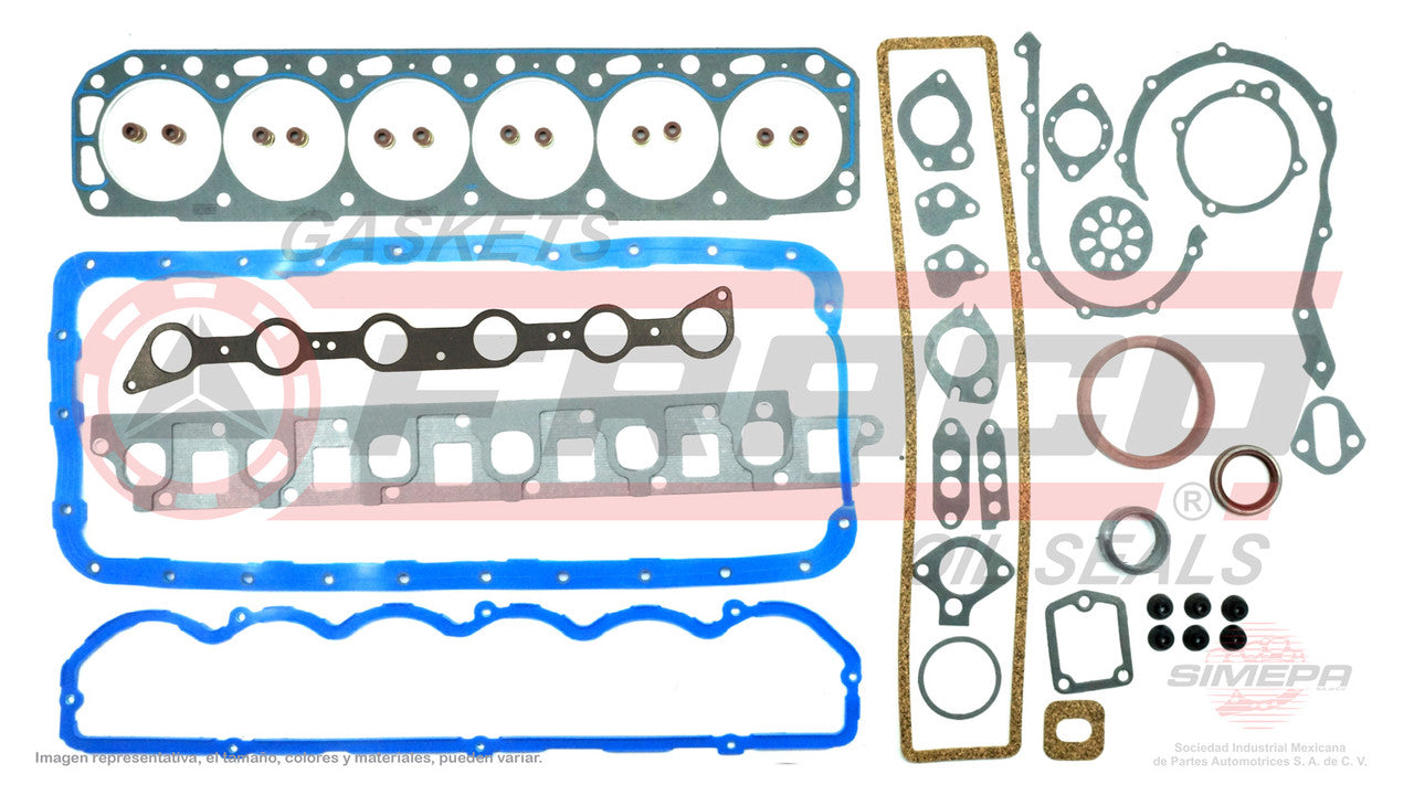 FSX-2660081 GASKET SET (FS-325-3) 4.9L 6 CYL FI PICK UP 91/97 02/03 POSITIVE SEALS CRANKCASE SILICONE TIPS HEAD SB FORD