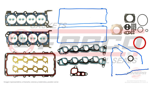 FSX-2682073 GASKET SET (FS-356) 4.6L FORD V8 LINCOLN MARQUIS TRITON 280 SOHC 91/98 MÚL ADM DROP SEALS BELL HEAD NR FORD