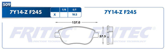 M-7Y14-Z BALATAS (7Y14-F245 )( 8749-D1541) R.D. 307 2003-2010 207 2012-2013 FIAT 500 ABARTH 2013-2017 PEUGEOT