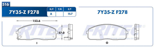 M-7Y35-Z BALATAS (7Y35-F278 )( 8729-D1520) R.D. TRUCK H-100 DIESEL 2008-2014 DODGE