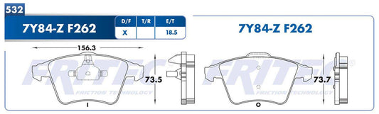 M-7Y84-Z BALATAS (7Y84-F262 )( 8287-D1174) R.D. TRUCK TRANSPORTER 2010-2019 CON DISCO DE Ø308MM VOLKSWAGEN