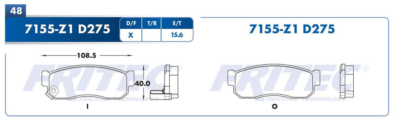 M-7155-Z1 BALATAS (7155-D275) R.D. PULSAR NX 1985-1990 NISSAN SENTRA 1986-1990 NISSAN TSURU 1984-1991 NISSAN