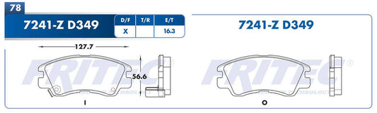 M-7241-Z BALATAS (7241-D349) R.D. TRUCK RAIDER 1988-1989 DODGE TRUCK RAM 50 1987-1993 MITSUBISHI TRUCK MIGHTY MAX 198 DODGE