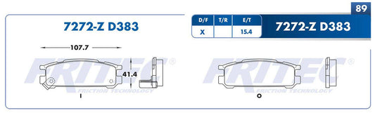 M-7272-Z BALATAS (7272-D383) R.T. SEBRING 2000-2005 DODGE STRATUS 2001-2005 DODGE COLT 1992-1994 DODGE STEALTH 1991-1 CHRYSLER