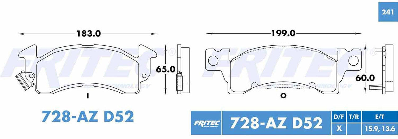 M-728-AZ BALATAS (728A-D52) R.D. LESABRE 1990-1990 CADILLAC COMMERCIAL CHASSIS 1980-1984 CADILLAC DEVILLE 1980-1984 C BUICK