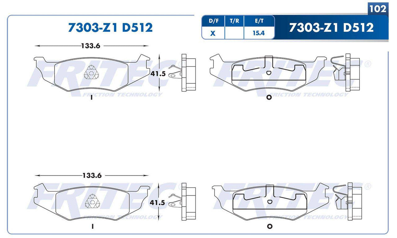 M-7303-Z1 BALATAS (7303-D512) R.T. DAYTONA 1991-1991 CHRYSLER IMPERIAL 1991-1991 CHRYSLER LEBARON 1991-1995 CHRYSLER N CHRYSLER